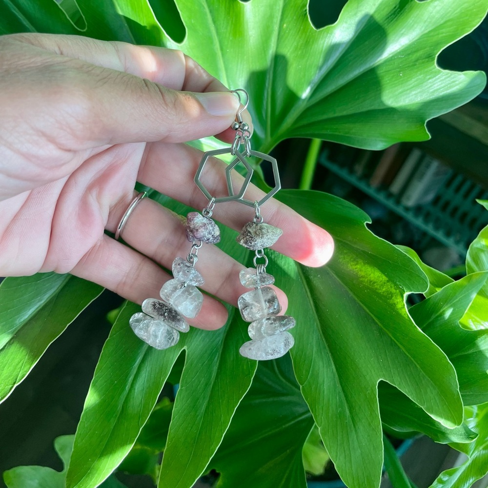 Amethyst & Rough Ruby Earrings - image 4